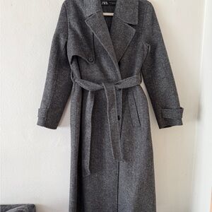 Zara Charcoal Wool Coat